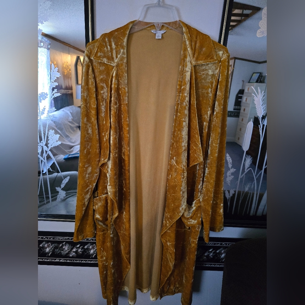 Cato Gold Velvet Cardigan